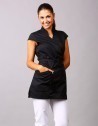 Tunics > Charlotte tunic - Crossover Ladies crossover short sleeve tunic. Mandarin collar. 2 front pockets. Cap sleeve. Crosses over with ties. 